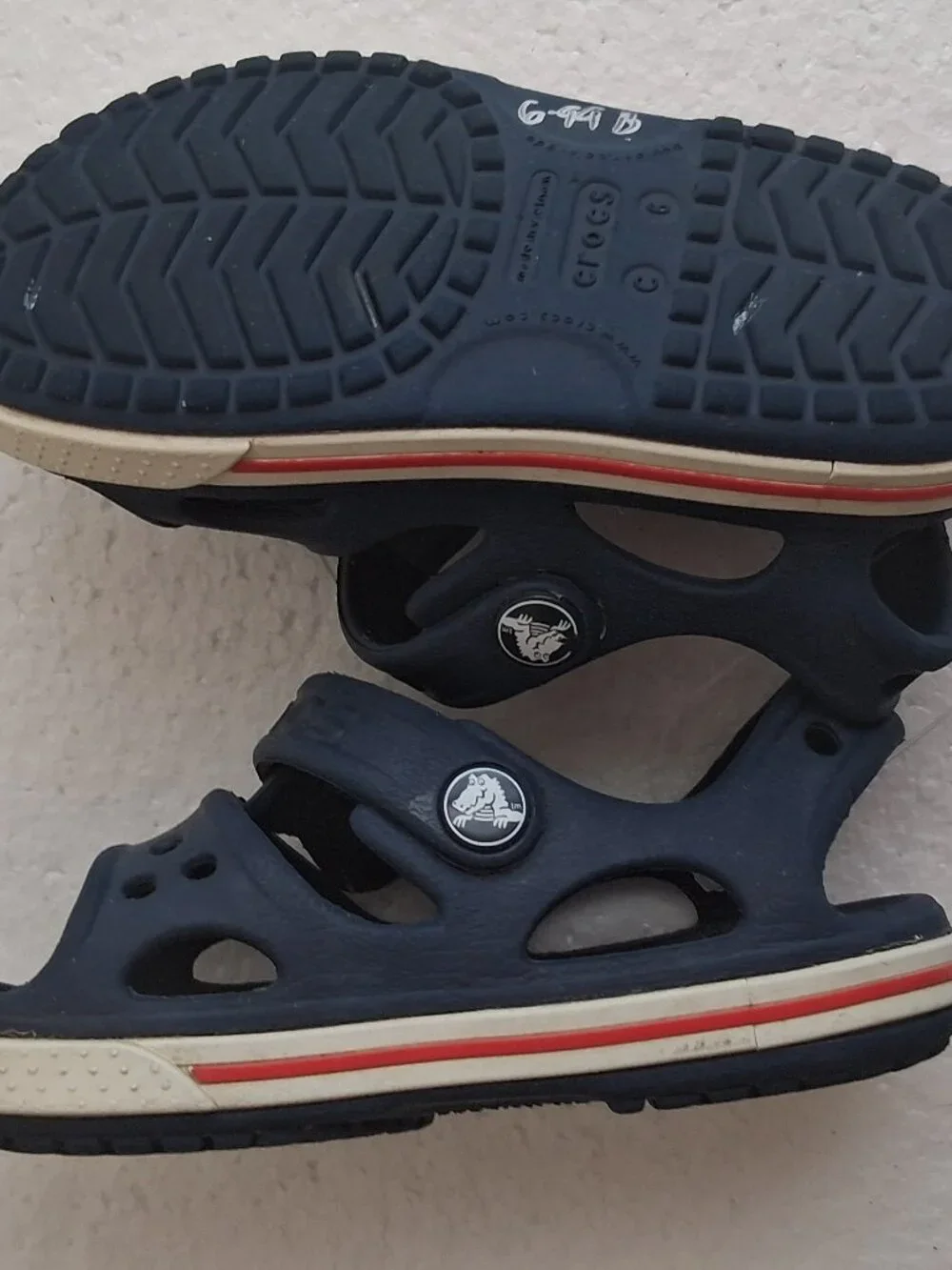 Toddler Unisex Navy Blue Crocs C6 Open Toe Sandals Pre-Owned